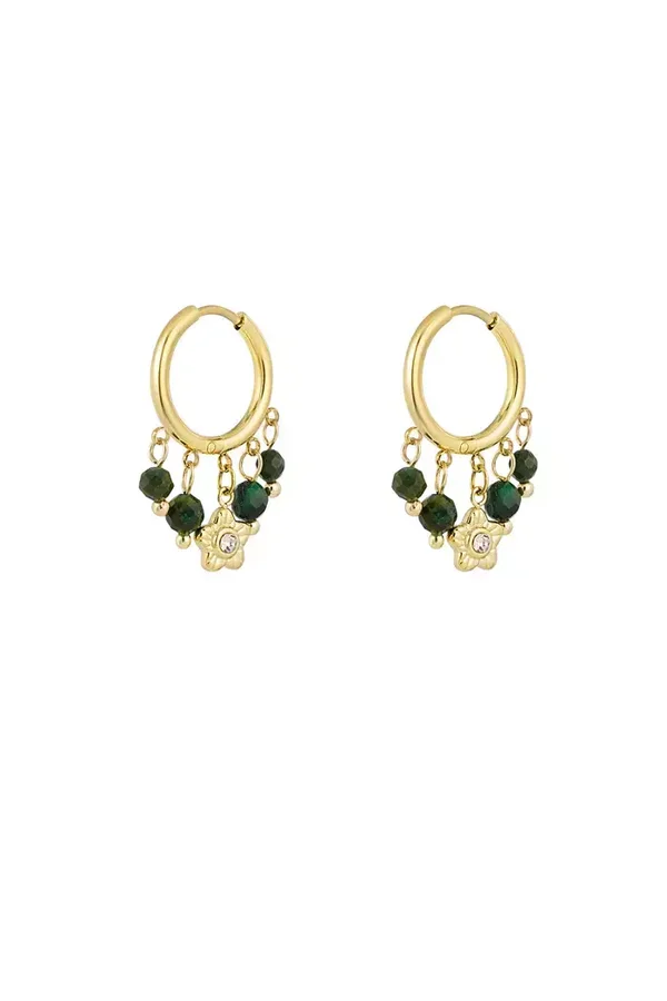 Oorbellen slinger - Goud/Groen