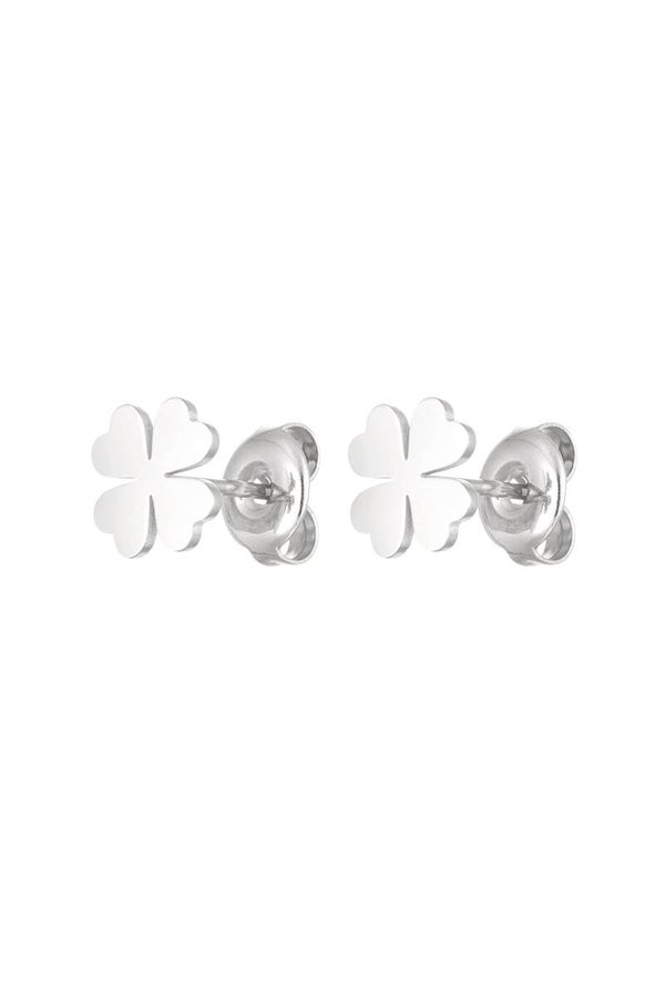 OORBELLEN KLAVER STUDS - ZILVER