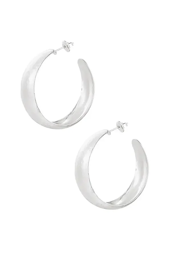 Oorbellen printed hoops - Zilver