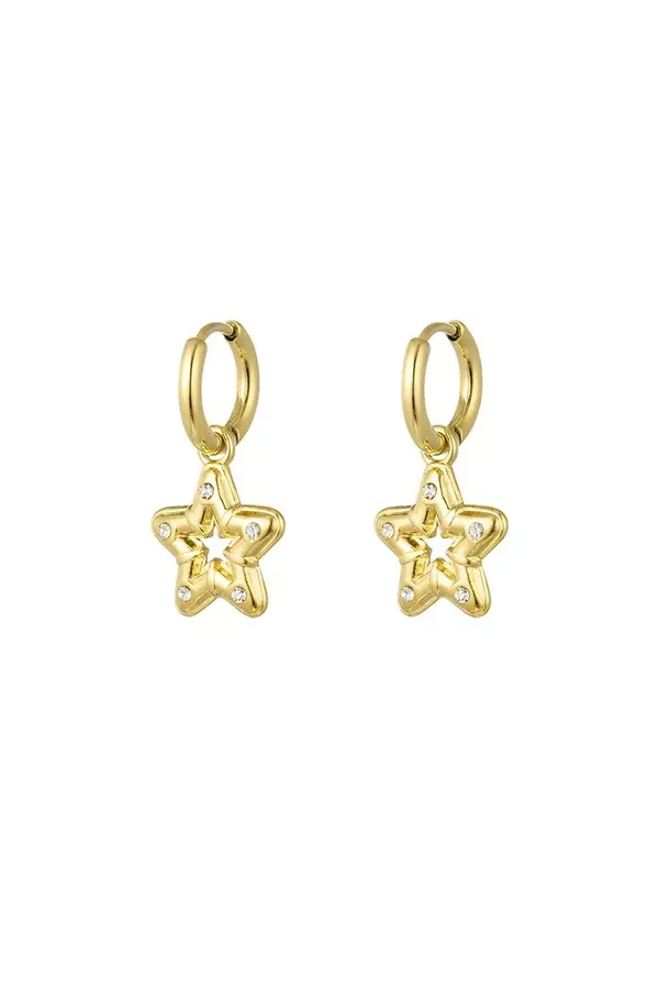 OORBELLEN STAR STRASS - GOUD