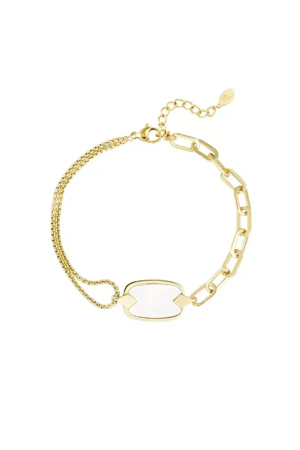 Dubbele armband parelmoer - Goud