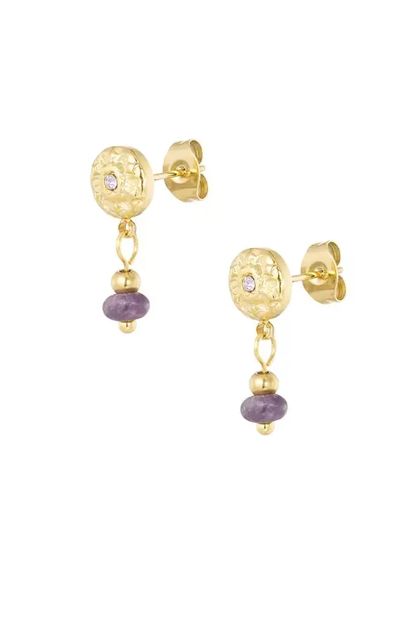 Oorbellen barok - Goud/Paars