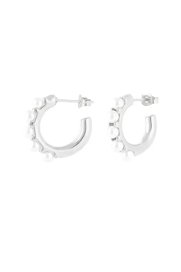 Oorbellen hoops pearls - Zilver