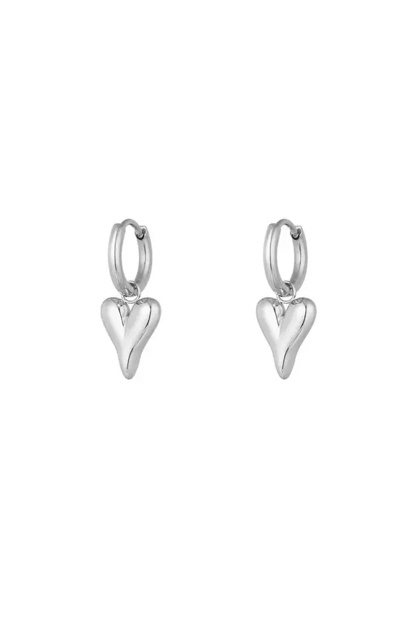 Oorbellen love heart - Zilver