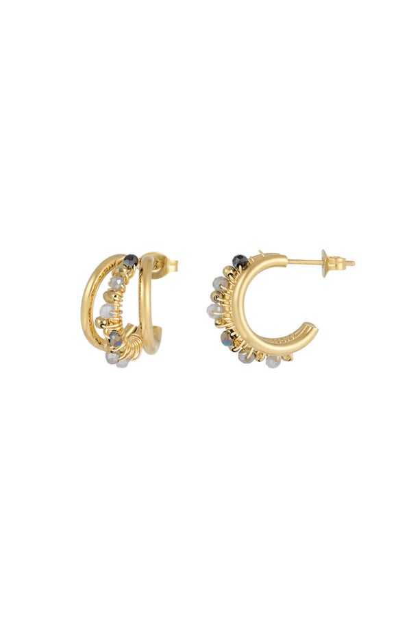 Oorbellen bead bliss - Goud/Grijs