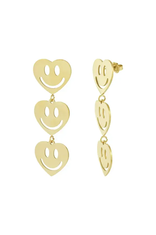 Oorbellen smiley hearts - Goud
