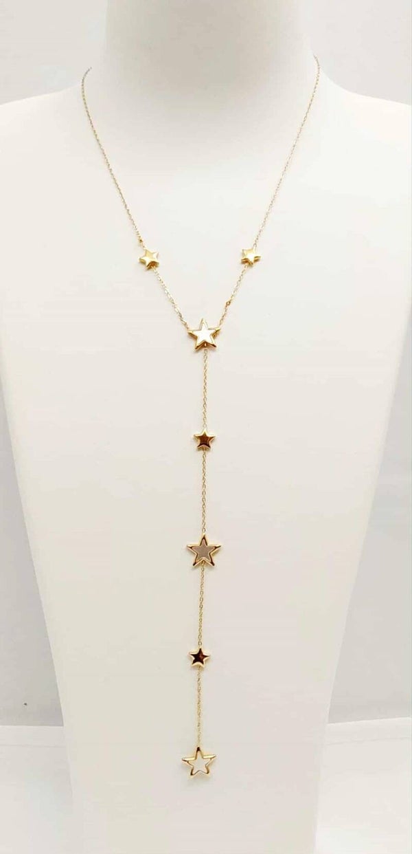 Y ketting star parelmoer - Goud