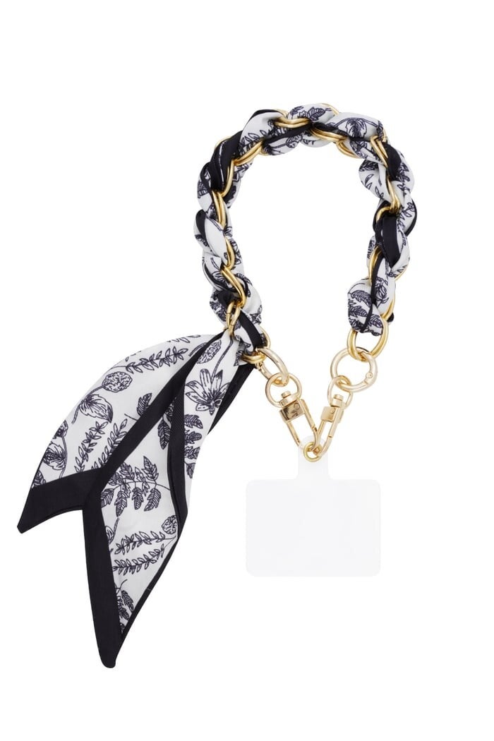 Telefoonkoord flowerprint - Zwart/wit