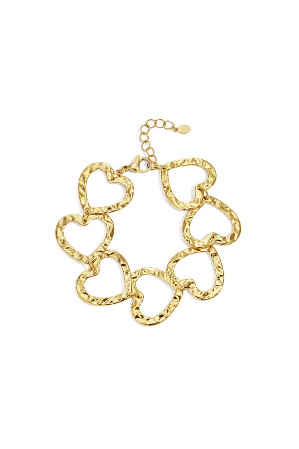 Armband linked hearts - Goud