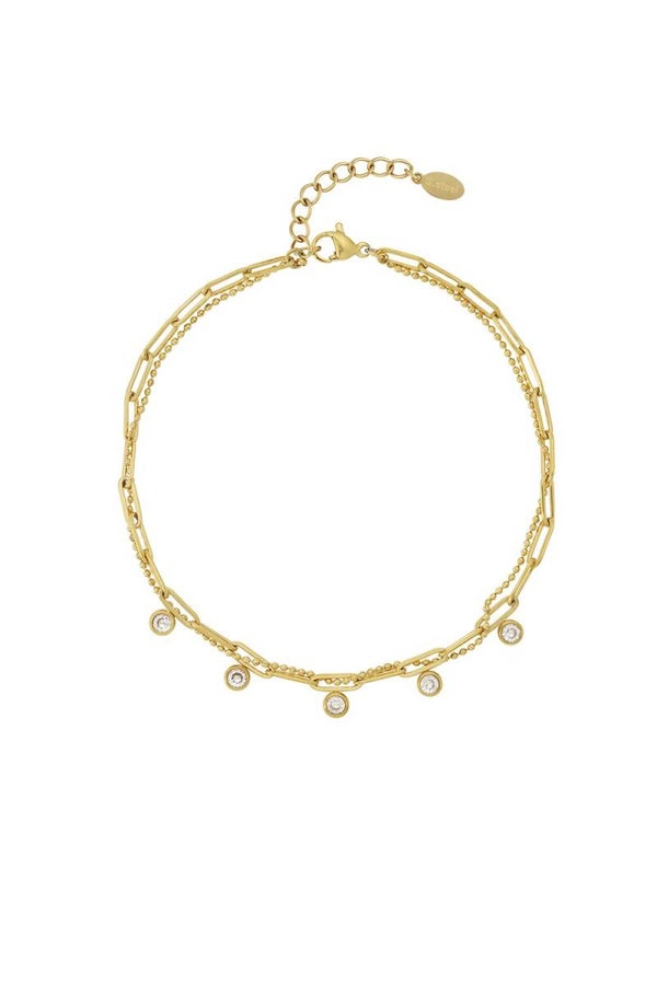 Enkelbandje / armband sparkling chain - Goud