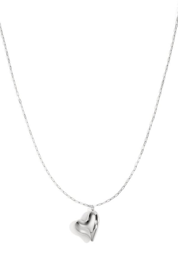 Lange ketting falling heart - Zilver
