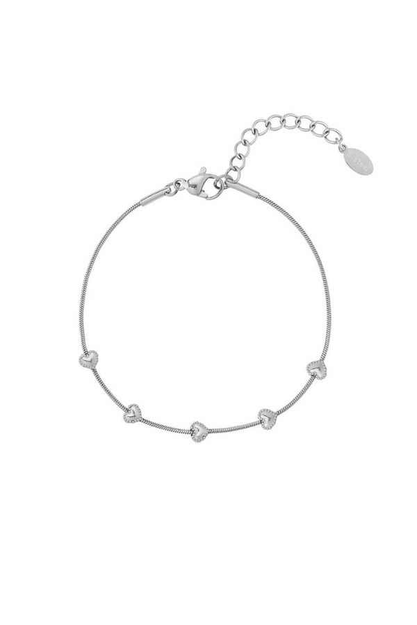 Armband cute hearts - Zilver