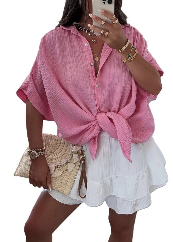 OVERSIZED BLOUSE COTTON GAUZE - ONE SIZE