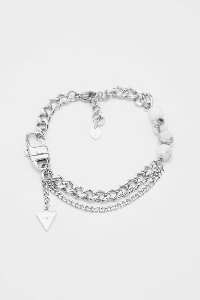 Schakelarmband unisex wit - Zilver