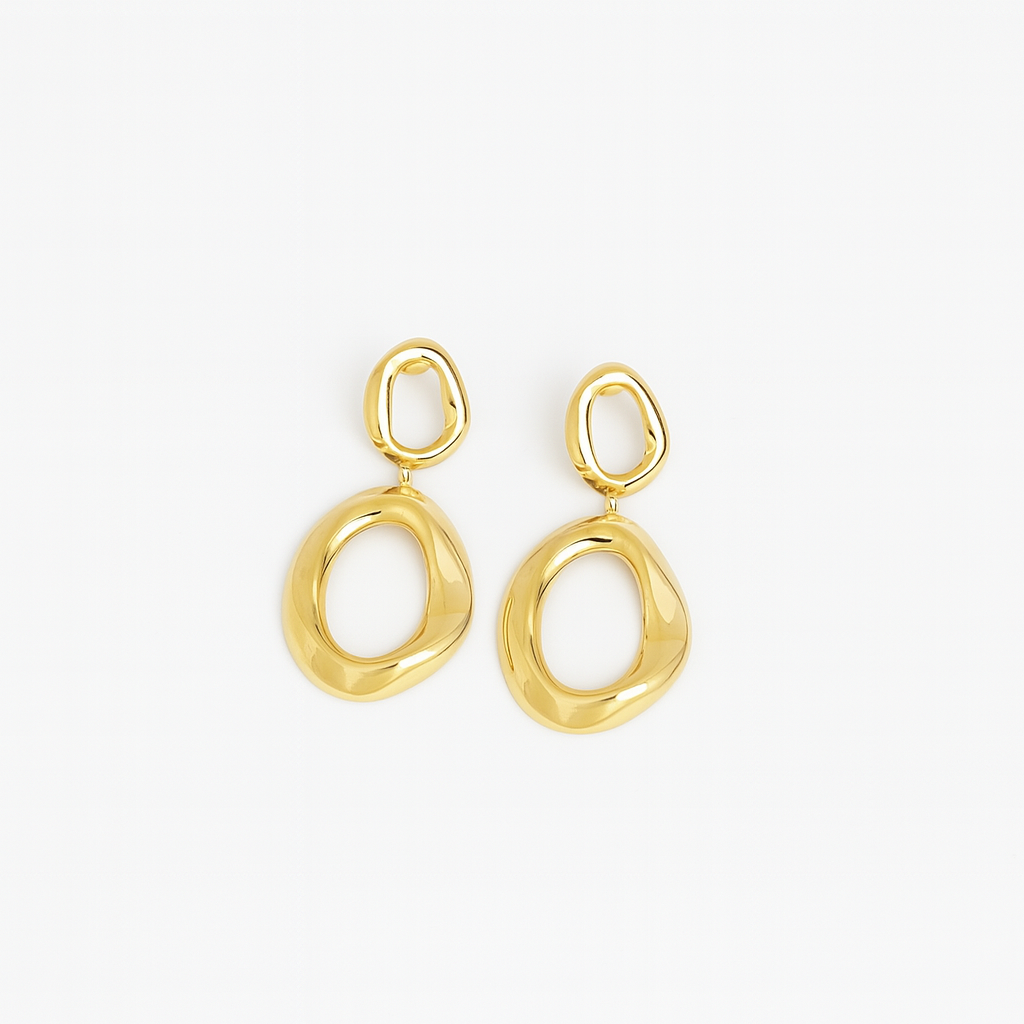 Oorbellen organic bold - Goud