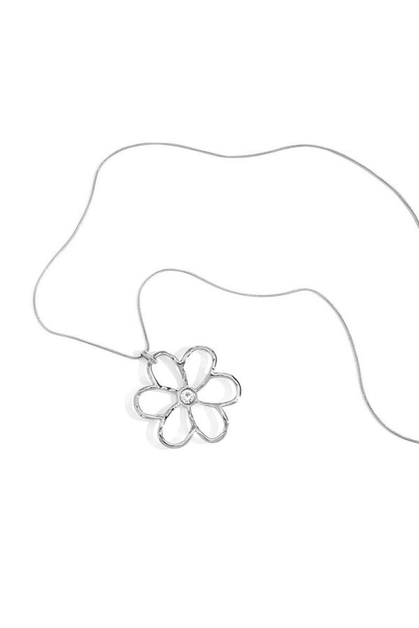 Lange ketting flower - Zilver
