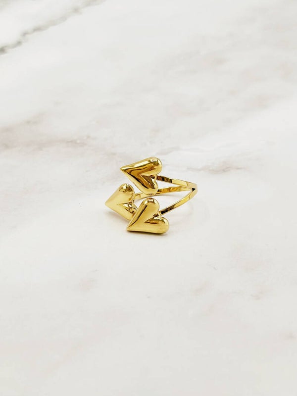 Ring drie hartjes - Goud