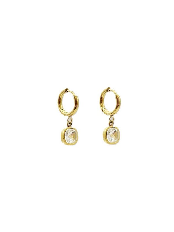 Oorbellen big crystal - Goud