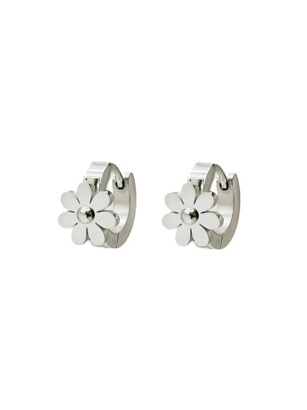 Oorbellen little flower daisy - Zilver