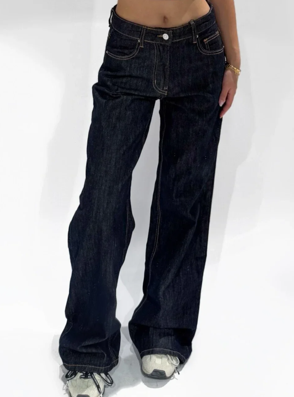 Jeans mid waist straight leg - Dark Rince
