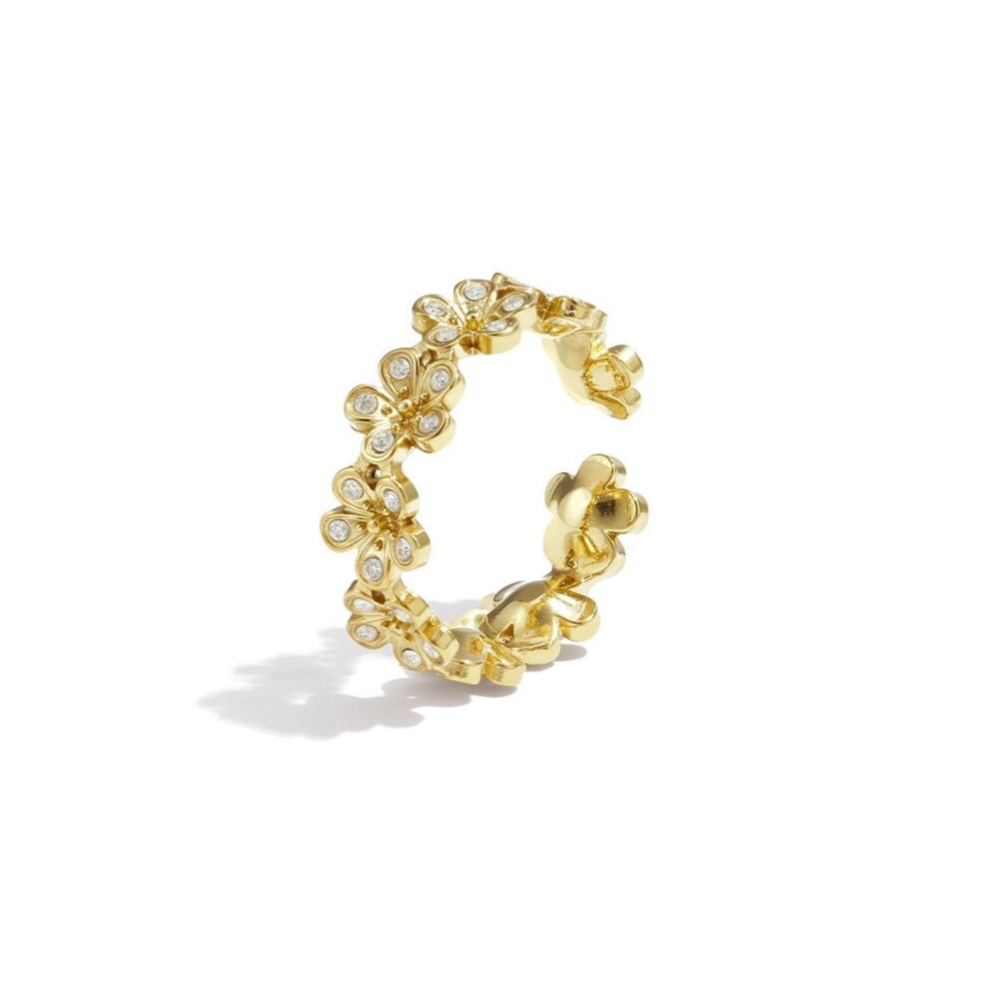 Ring little flowers and stones - Goud