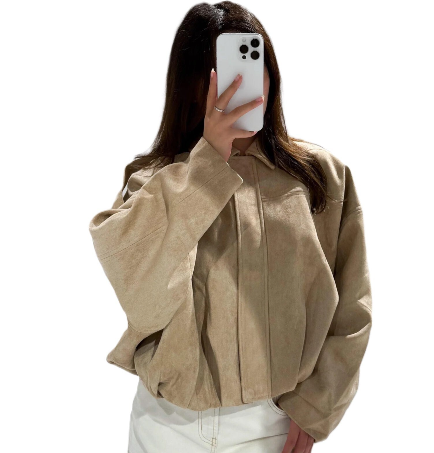 Jas suede-look - Beige