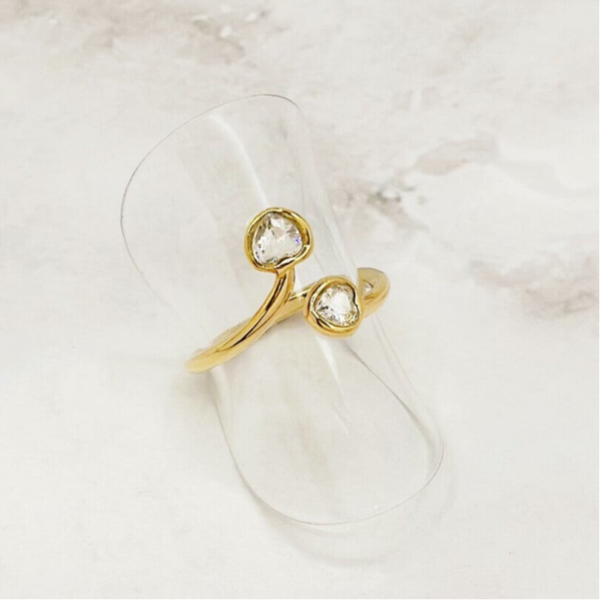 Ring hart strass - Goud