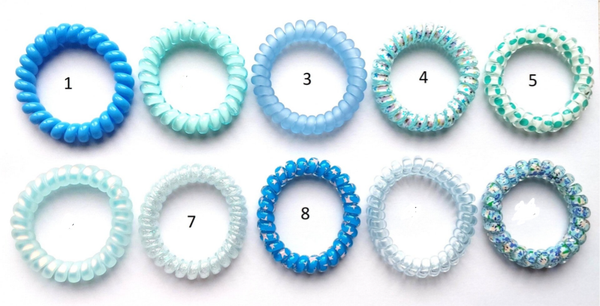 Spiraal haarelastiekjes - Blauw tinten