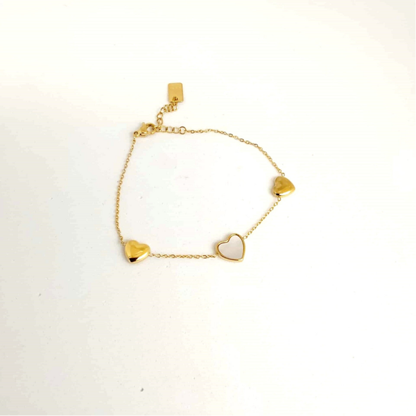 Armband heart parelmoer - Goud
