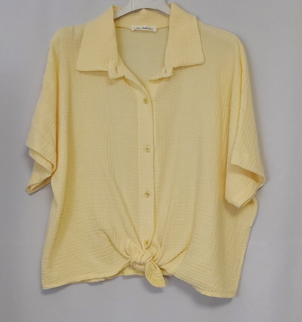 BLOUSE COTTON GAUZE WITH KNOT - ONE SIZE