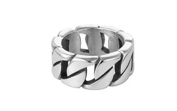 HEREN RING GROVE SCHAKEL - ZILVER