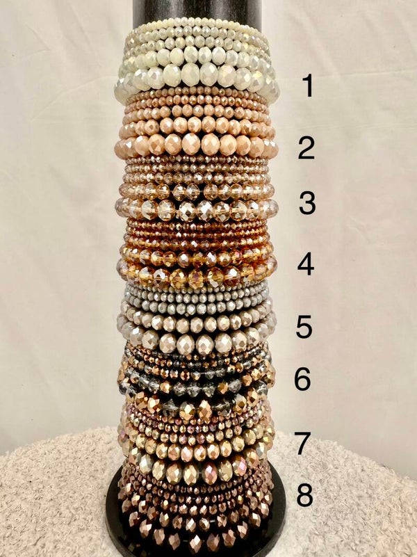 Set glaskralen armbanden - Bruintinten