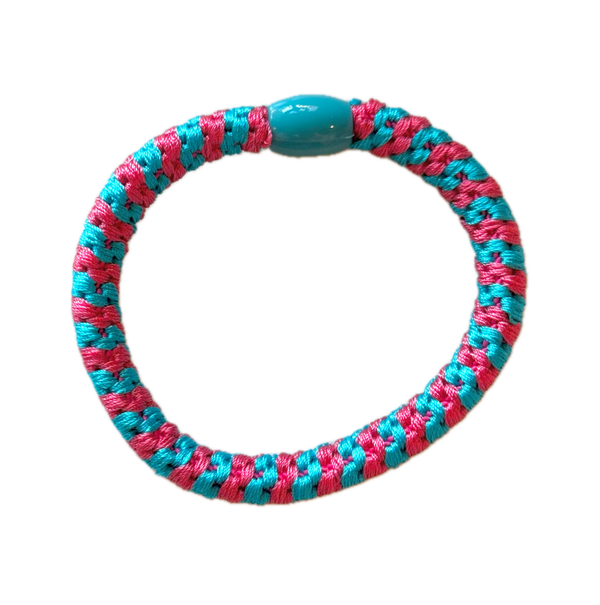 Haarelastiek / armband - Blauw roze