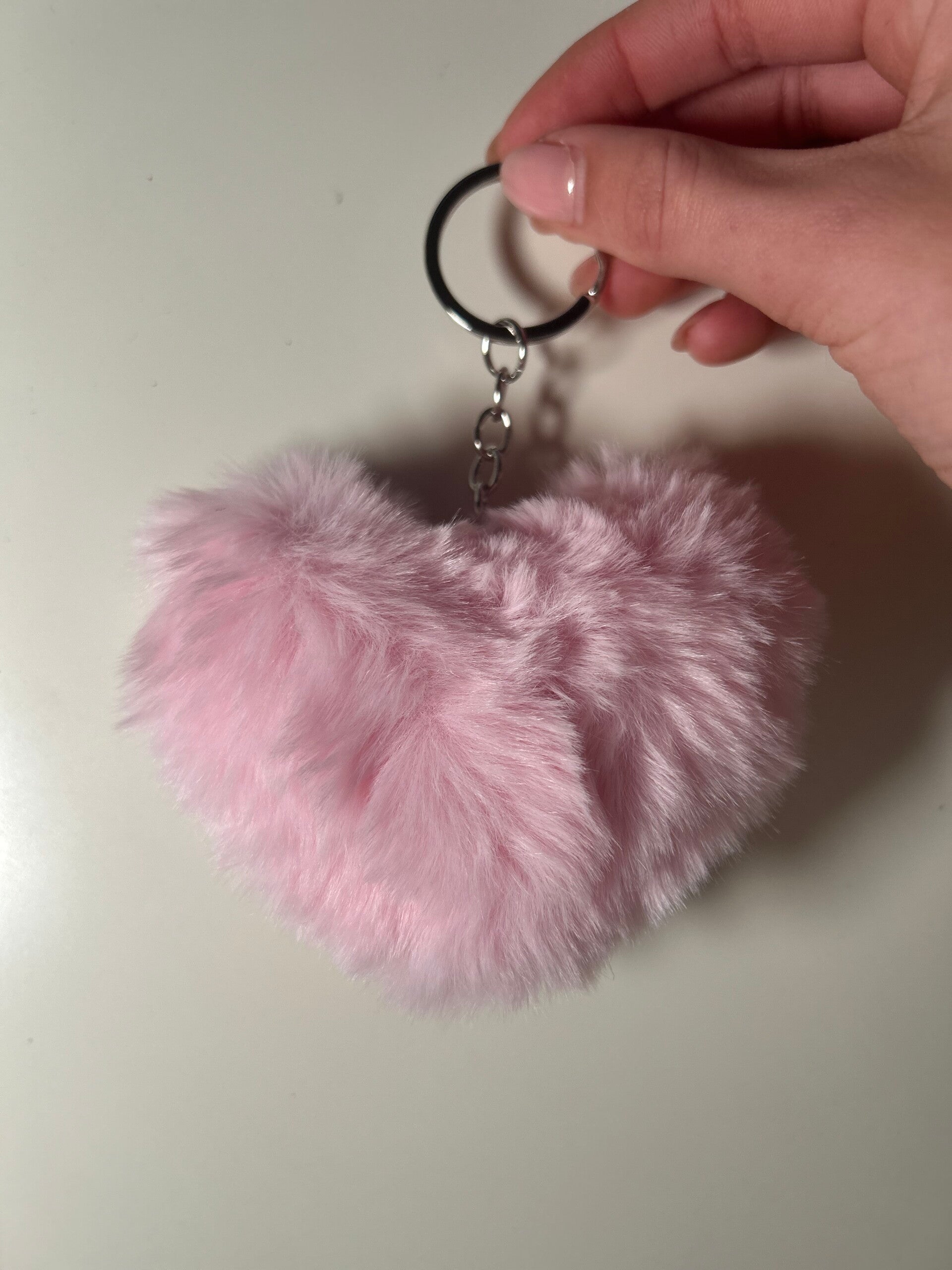 Sleutelhanger / tashanger fluffy hart - Roze