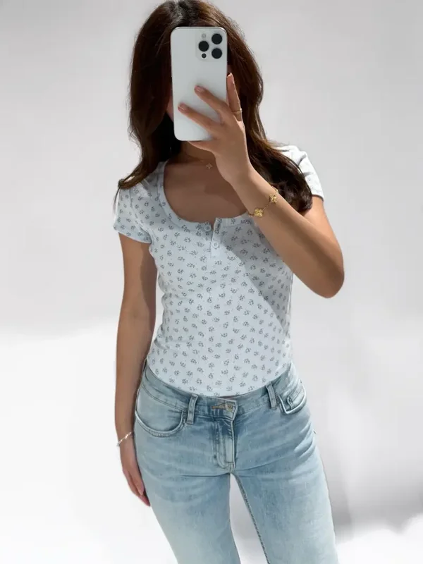TOP FLORAL BLUE - M/L