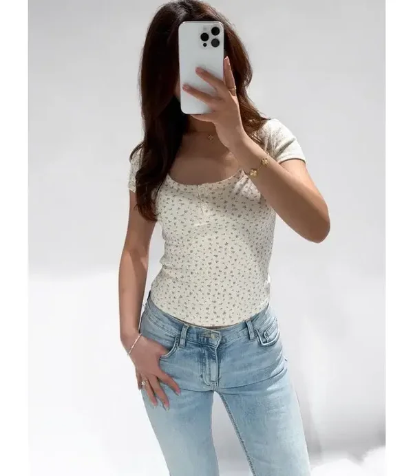 Top floral - Ecru/Lila