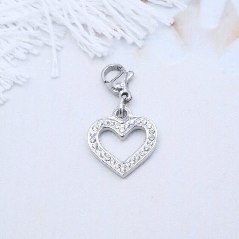 Bedel hart met strass - Zilver