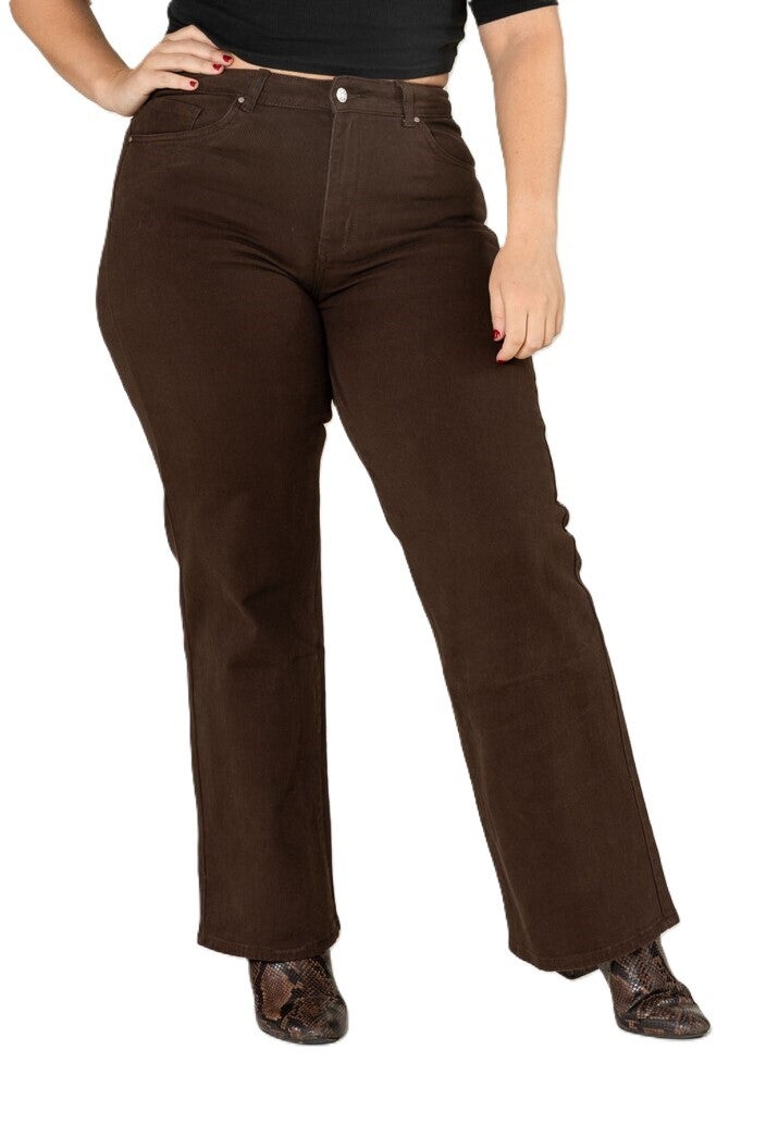 Jeans curvy flared - Chocolat