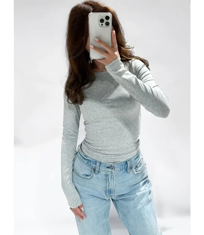 Zia top / longsleeve - Lichtgrijs