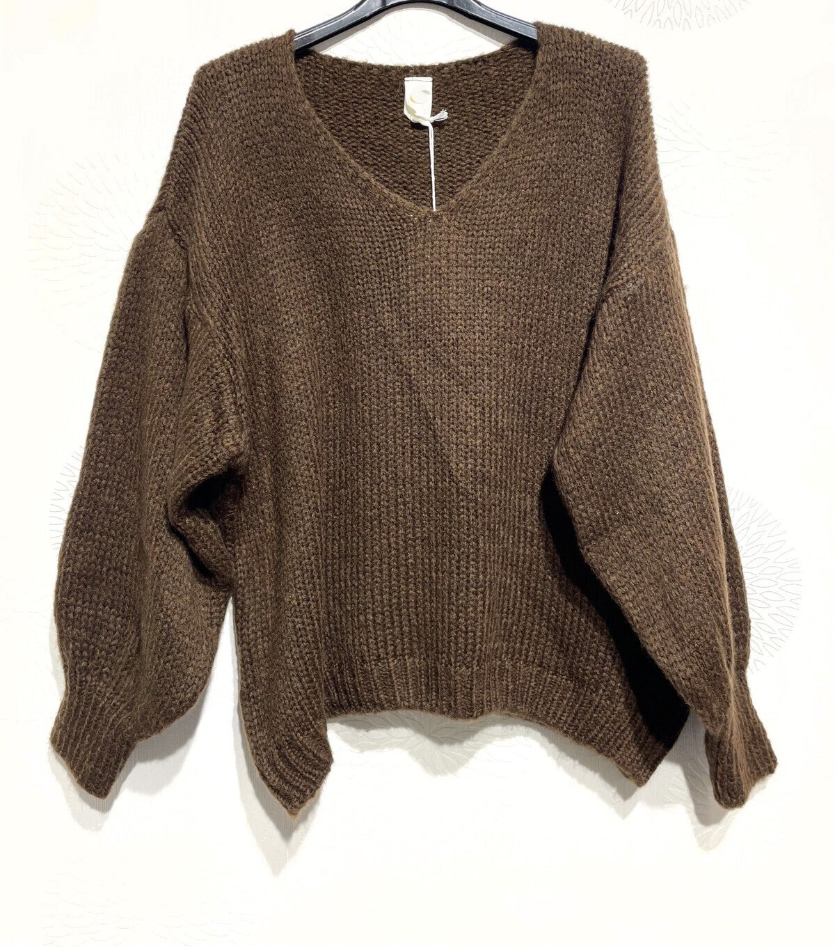 Oversized V-hals trui - Chocolat