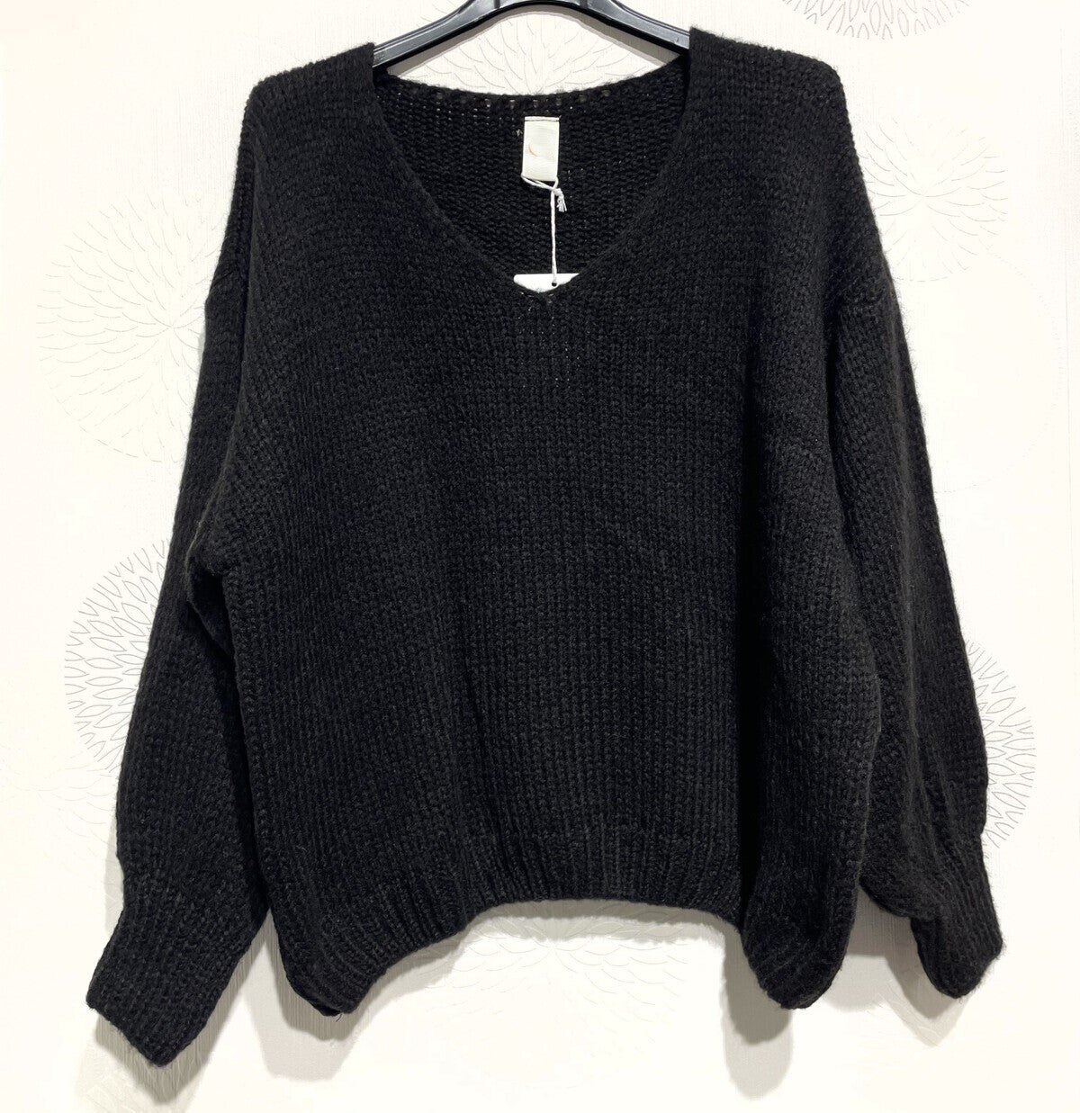 Oversized V-hals trui - Zwart