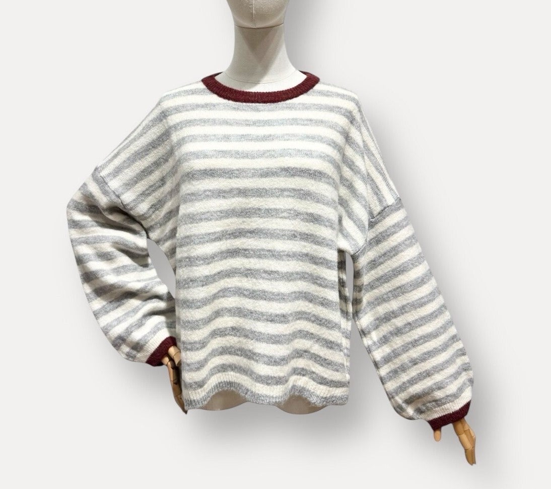 Striped sweater - Lichtgrijs