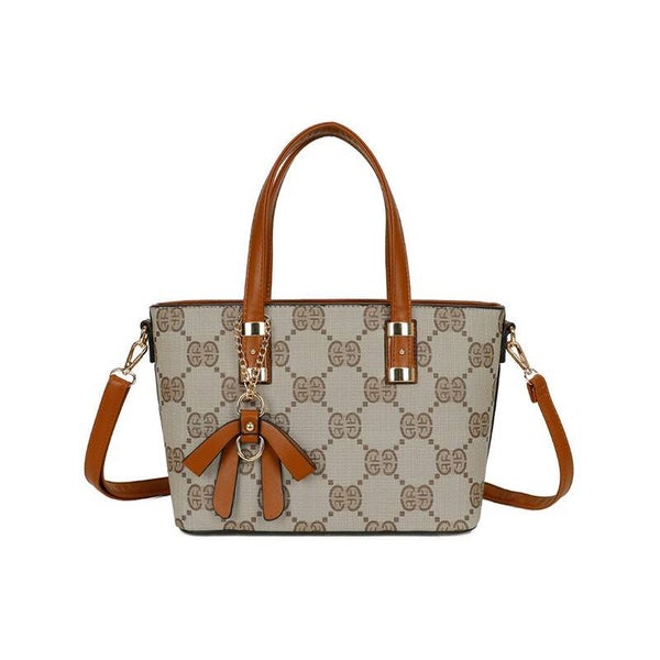 Handtas met print - Bruin