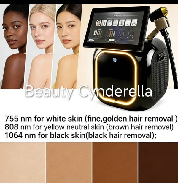 Machine Épilation laser à diode portable à usage commercial, 4 longueurs d'onde (808 nm/755 nm/940 nm/1064 nm), machine en plastique