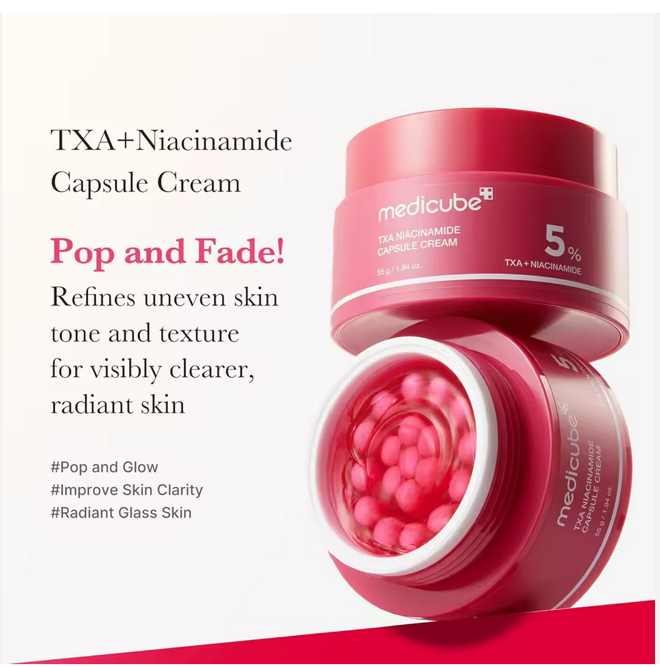 Crème en capsules Medicube TXA+Niacinamide, hydratant double éclat, idéal à utiliser après les soins ciblés, 99% d'acide pur, soin coréen pour la peau