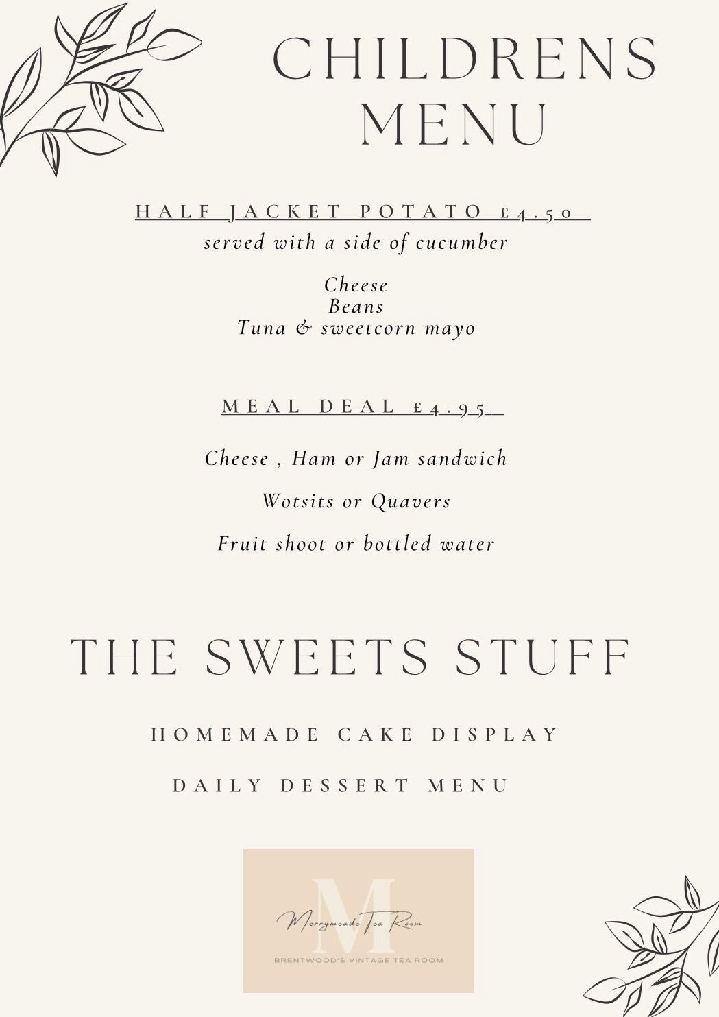 Breakfast & Lunch Menus | Merrymeade Tea Room