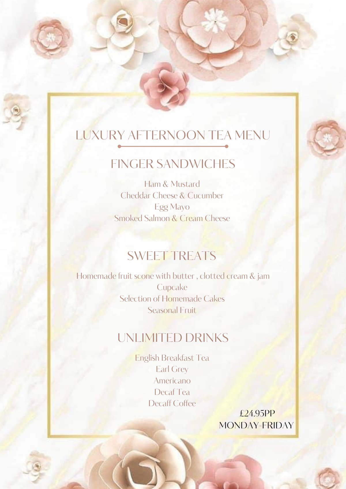 Luxury Afternoon Tea Menu | Merrymeade Tea Room