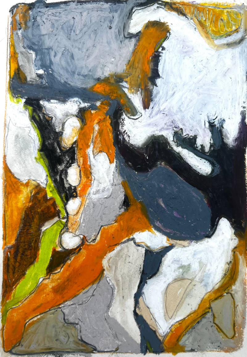 Ölkreiden, Buntstifte auf Papier, 19x13cm