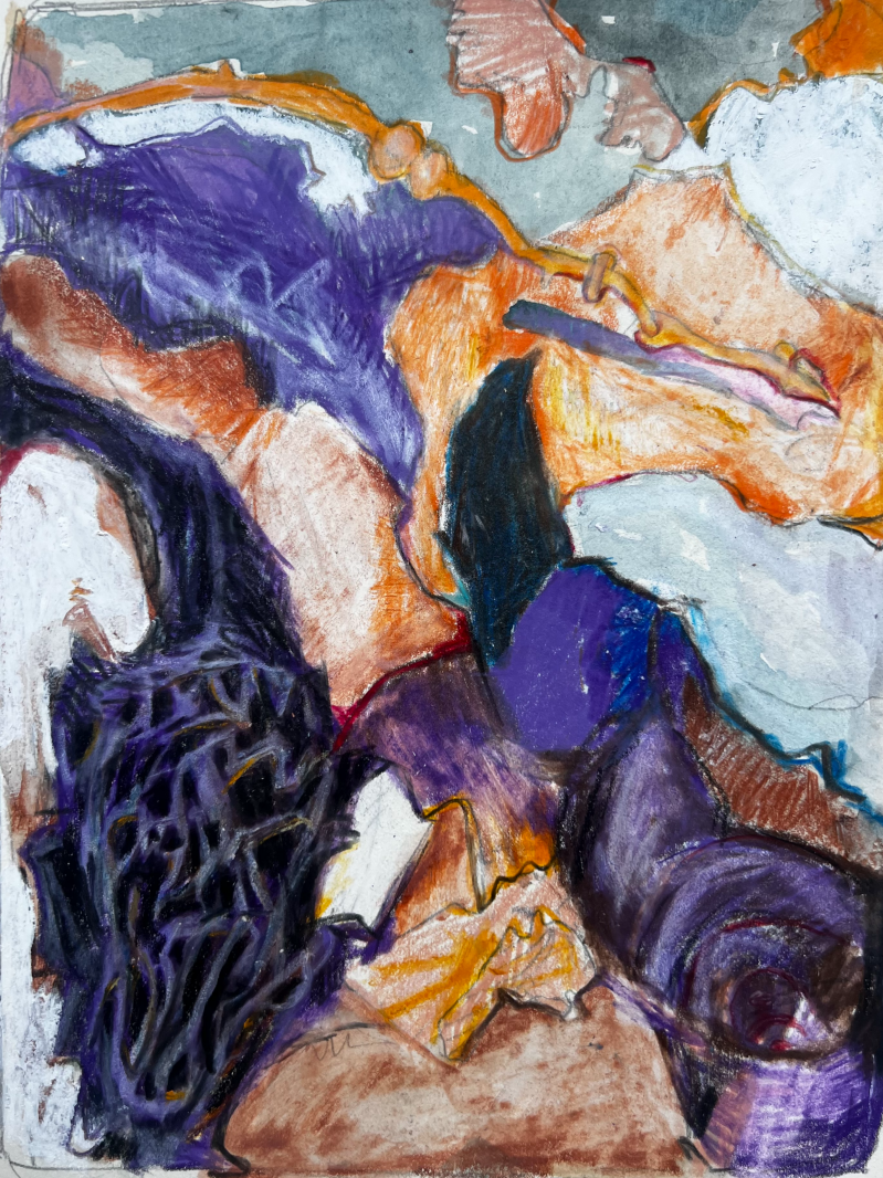 Buntstifte und Ölkreiden auf Papier,  20x 15 cm