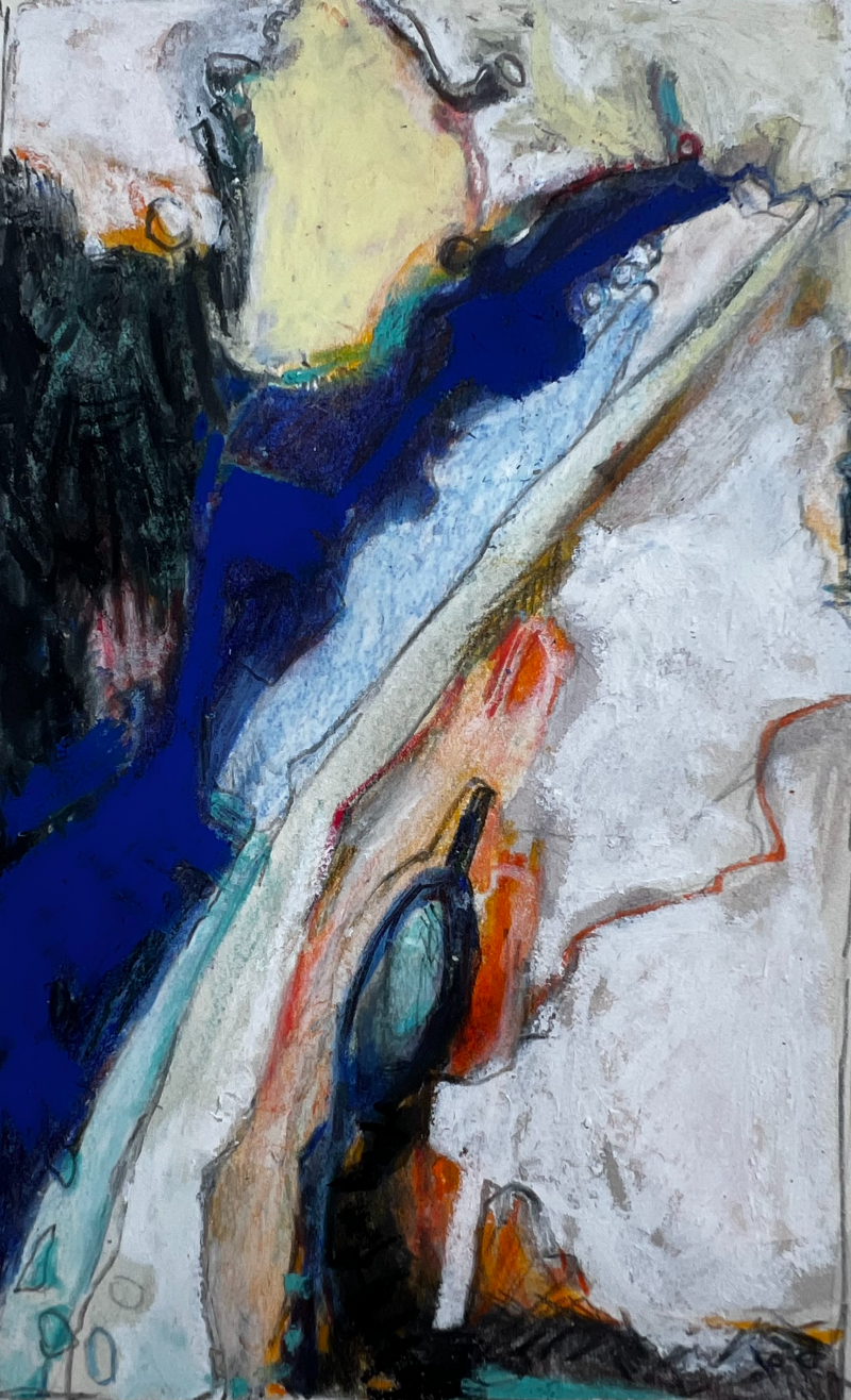 Buntstifte und Ölkreiden auf Papier,  17,5x 10,5 cm